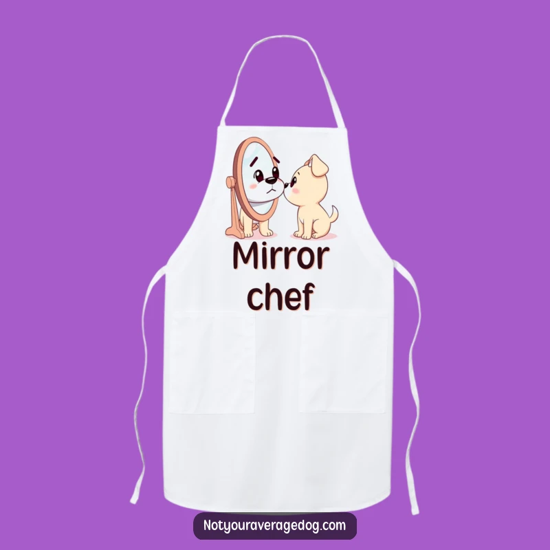 Funny Dog Apron: Confused Mirror Encounter, Great Funny Gift