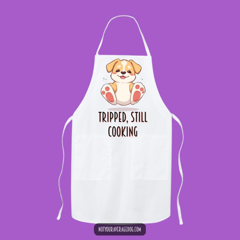 Funny Dog Oversized Paws Tripping Apron - Cook Up Some Laughs in the Kitchen