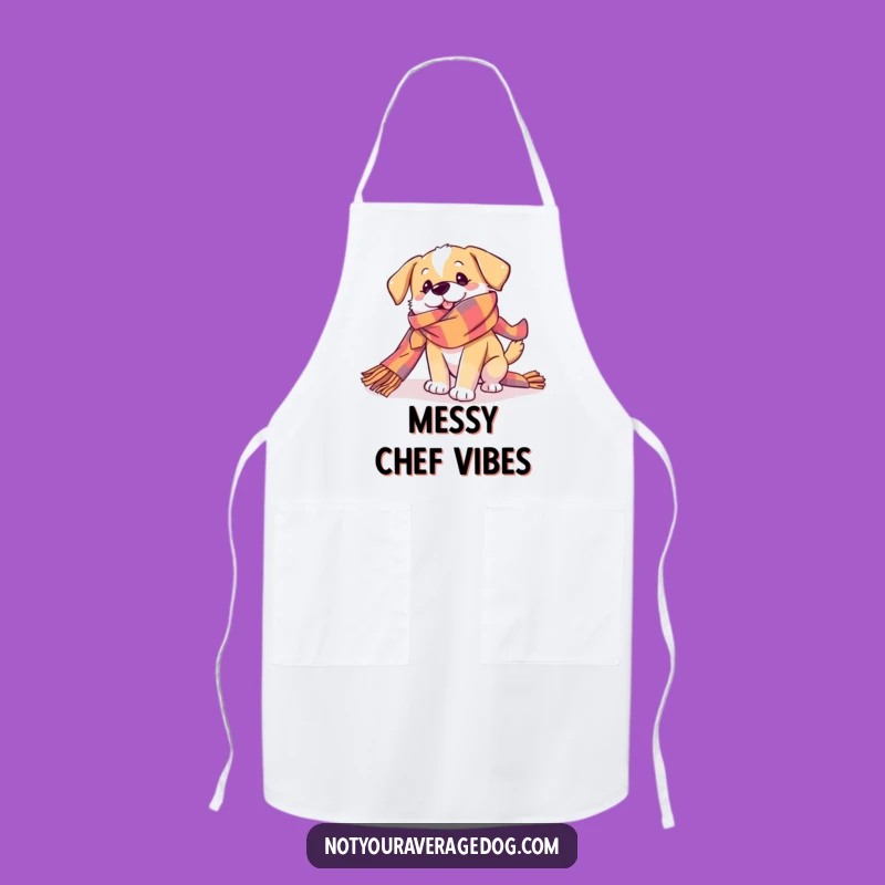 Funny Dog Scarf Tangle Apron - Playful Pup Chef Gift