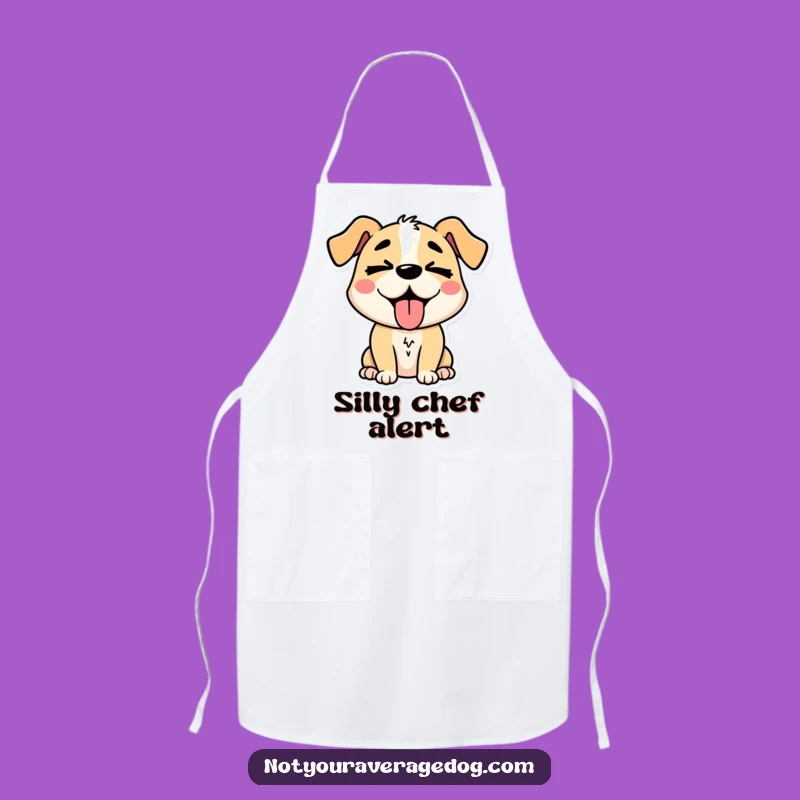 Funny Silly Dog Tongue Out Apron: Cook with a Grin!