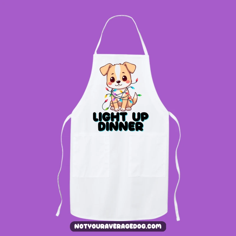 Funny Tangled Dog Lights Kitchen Apron - Cook with Holiday Cheer!