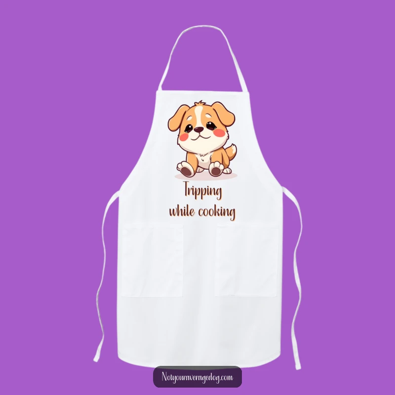 Funny Tripping Dog Apron - Comical Chef Wear, Hilarious Cooking Gift