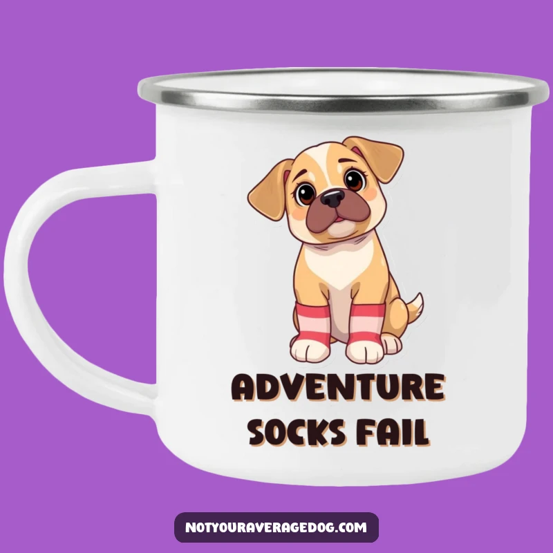 Funny Puppy Sock Camping Mug: Outdoor Humor, Mismatched Style, Perfect Funny Gift