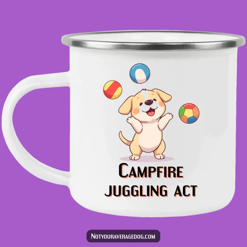 Funny Juggling Dog Ball Camping Mug: Adventure Companion with Flair