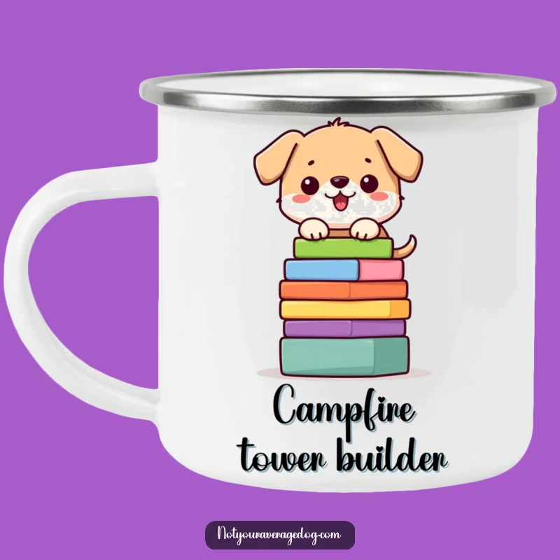 Funny Dog Block Tower Camping Mug - Durable Balancing Act Drinkware, Outdoor Gift