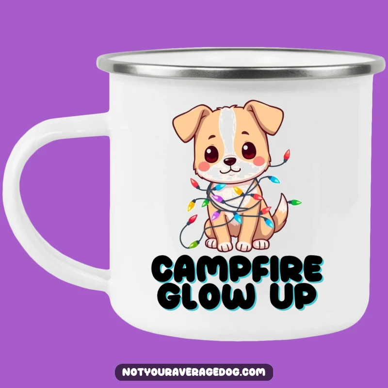 Durable Funny Tangled Dog Lights Camping Mug - Festive Outdoor Fun
