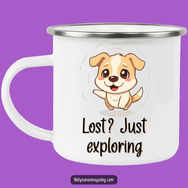 Funny Dazed Dog Spinning Enamel Camping Mug - Adventure Brews Laughter