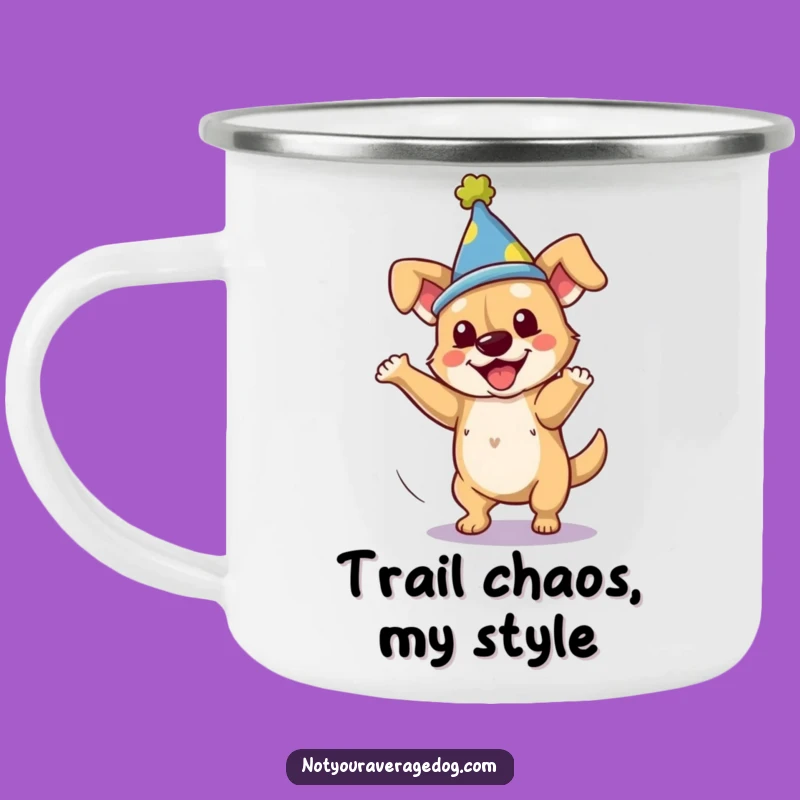 Funny Dog Silly Hat Camping Mug: Adventure Fuel with a Chuckle