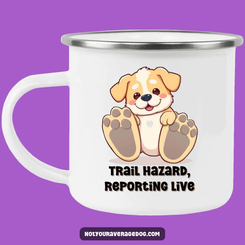 Funny Tripping Dog Camping Mug: Outdoor Stumbles & Big Paws, Gift