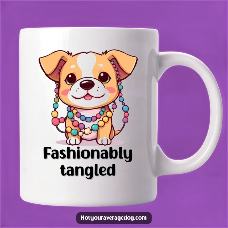 Funny Dog Ears Tangled Beads Mug - Hilarious Pet Mishap Gift Idea