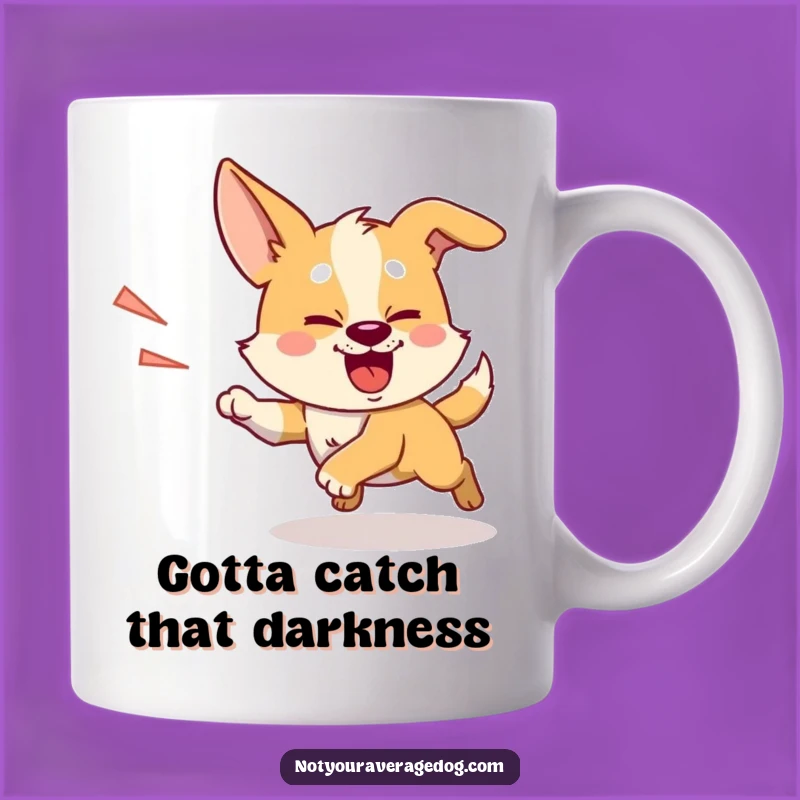 Funny Chasing Shadow Dog Mug: Intense Focus, Silly Pursuit, Gift