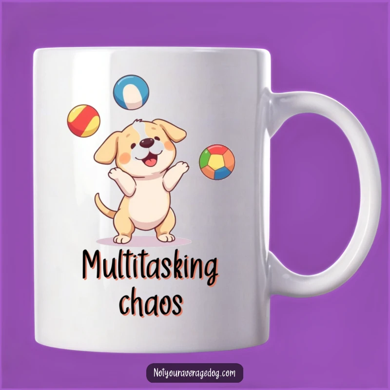 Funny Juggling Dog Ball Mug: Hilarious Gift for Multi-Taskers