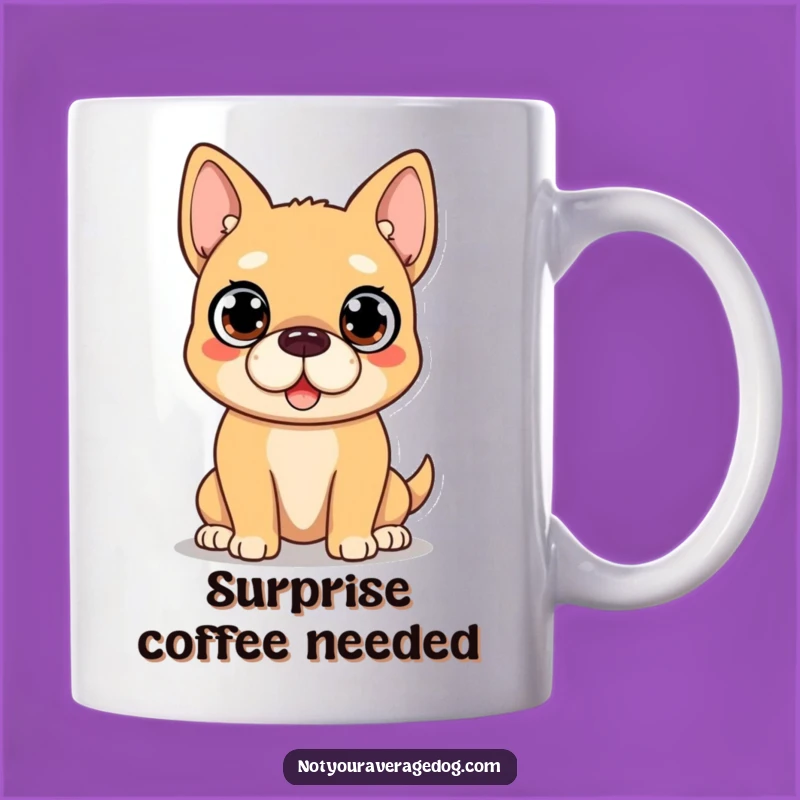 Funny Surprised Dog Mug: Wide-Eyed Shocked Face, Hilarious Gift