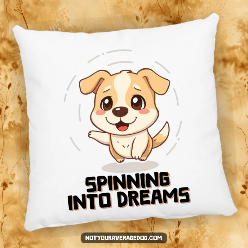 Soft funny pillow with a dazed dog spinning in circles, perfect for adding a touch of quirky humor to sofas and beds.