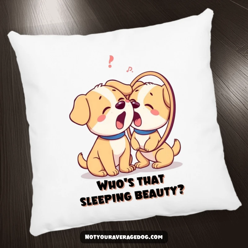 Funny pillow displaying a dog's comical bewilderment as it barks at its own reflection, perfect for cozy laughs.