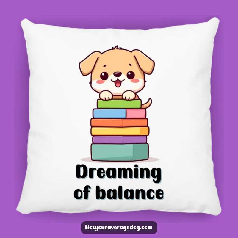 Funny Dog Block Tower Pillow - Soft Balancing Act Cushion, Cozy Gift