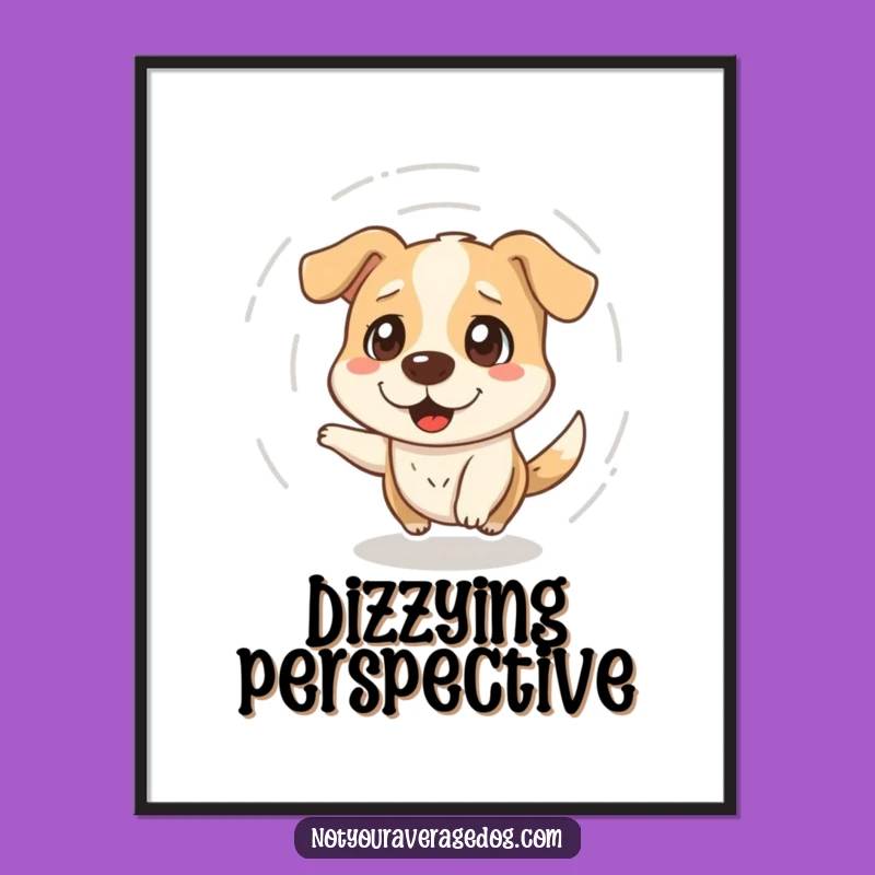 Funny Dazed Dog Spinning Digital Art - Instant Whimsical Wall Decor