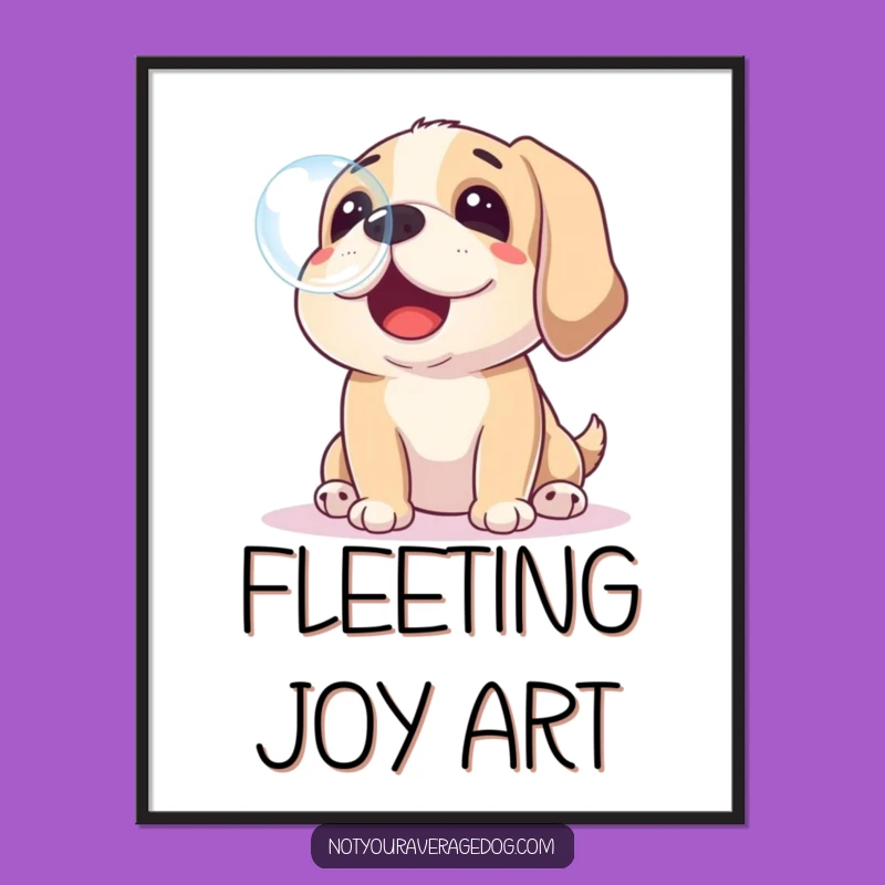 Funny Dog Catching Bubble Digital Art - Instant Playful Wall Decor