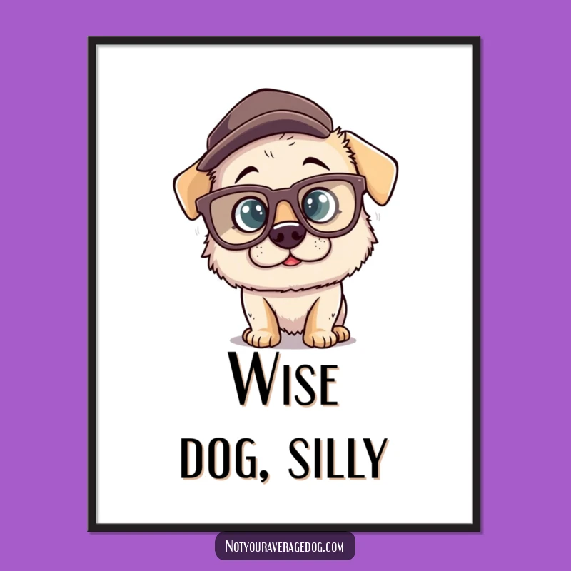 Funny Dog Glasses Digital Print: Instant Canine Wall Art!