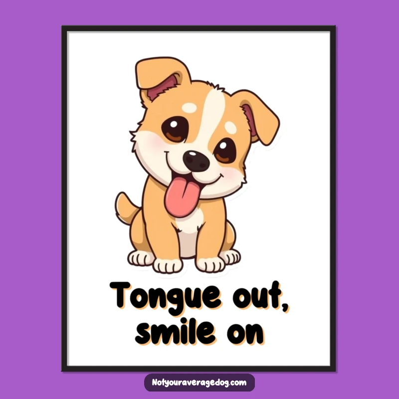 Funny Dog Tongue Art Print: Comical Canine Decor, a Hilarious Digital Gift