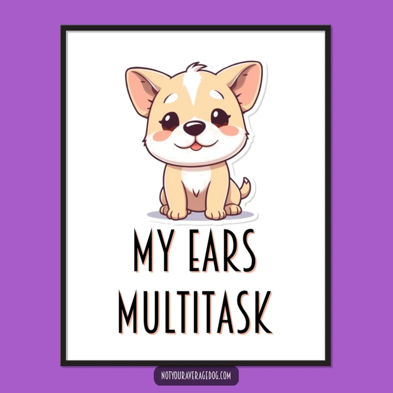 Funny Dog Wiggles Ears Digital Art: Instant Canine Ear Antics Decor