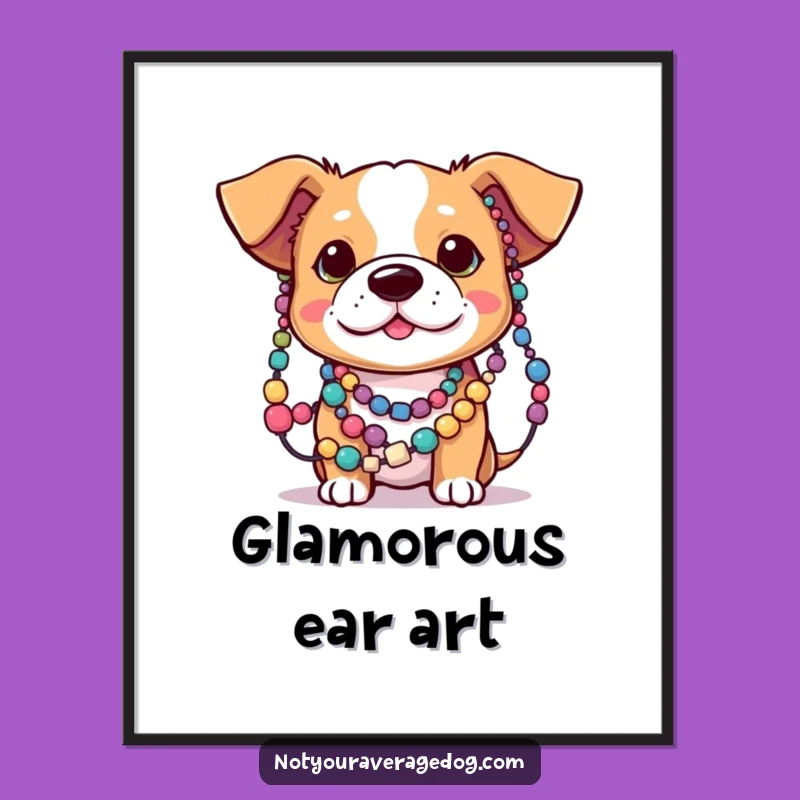 Funny Dog Ears Tangled Beads Digital Art - Instant Colorful Wall Decor