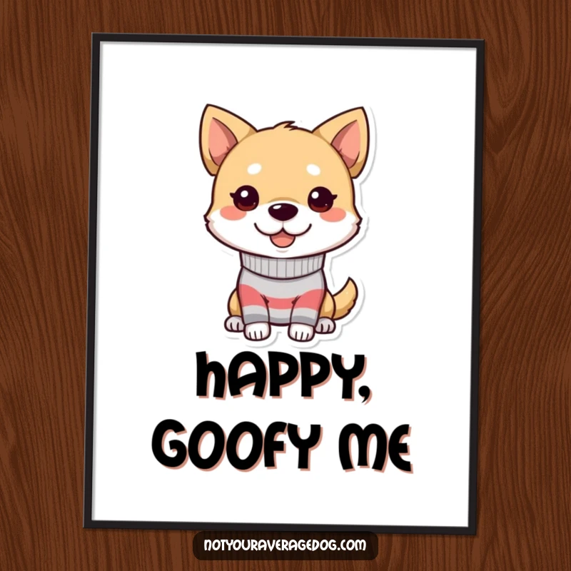 Funny dog digital art of a character wearing a mismatched sock and a goofy grin, perfect for wall decor.