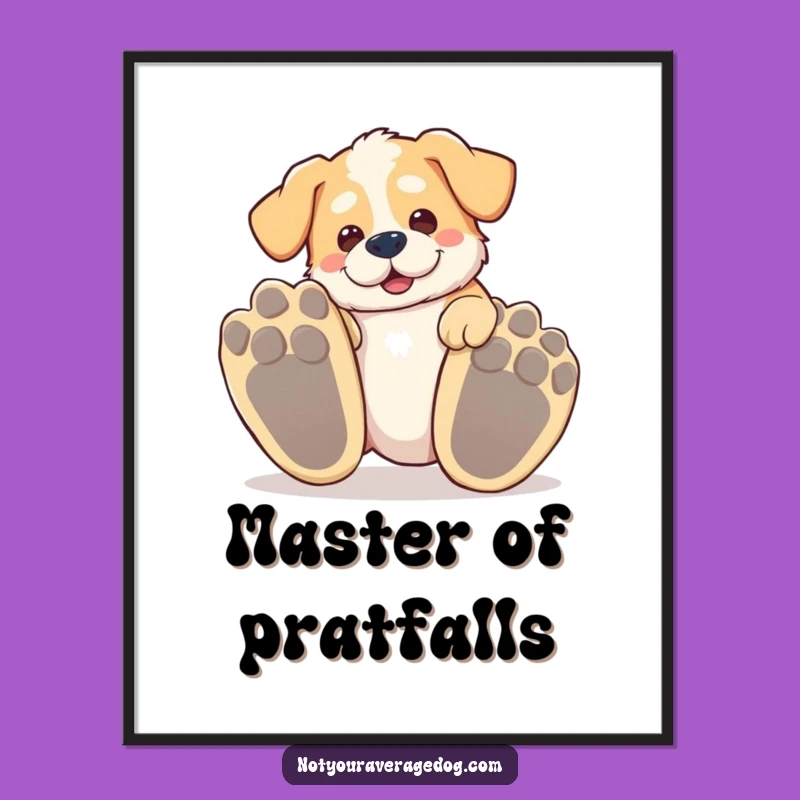 Funny Tripping Dog Digital Art: Instant Laughs & Big Paws, Gift