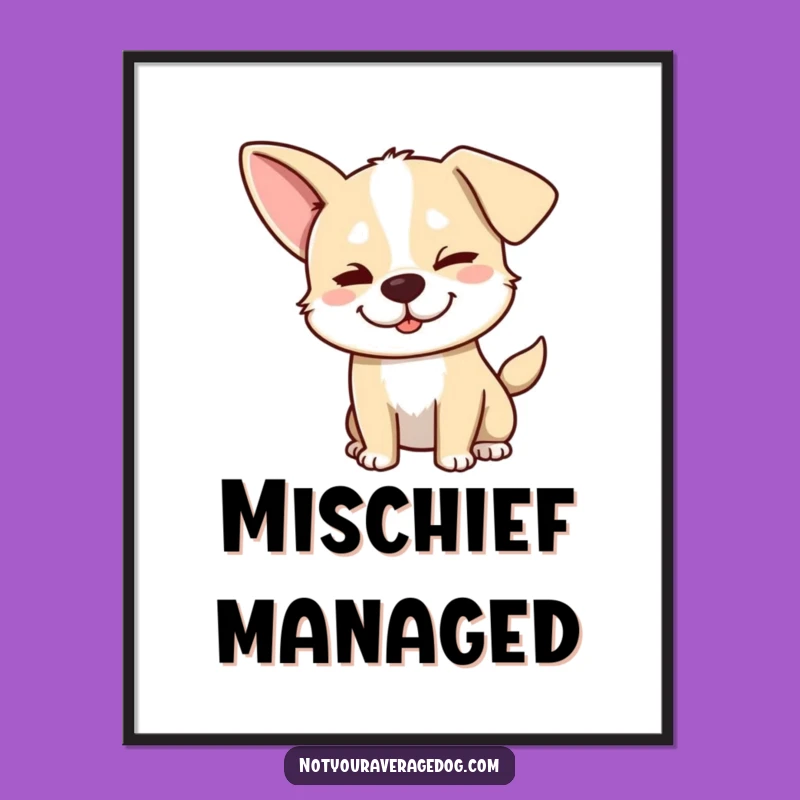 Funny Dog Wink Art Print: Mischievous Decor, a Hilarious Digital Gift