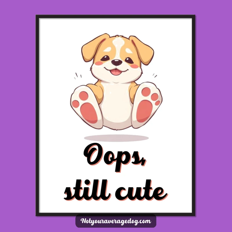 Funny Dog Oversized Paws Tripping Digital Art - Instant Hilarious Pet Decor