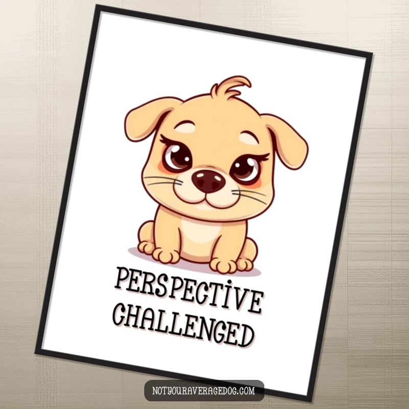 Funny crossed eyes dog digital art print, a silly dog making an exaggerated funny face, eyes crossed.