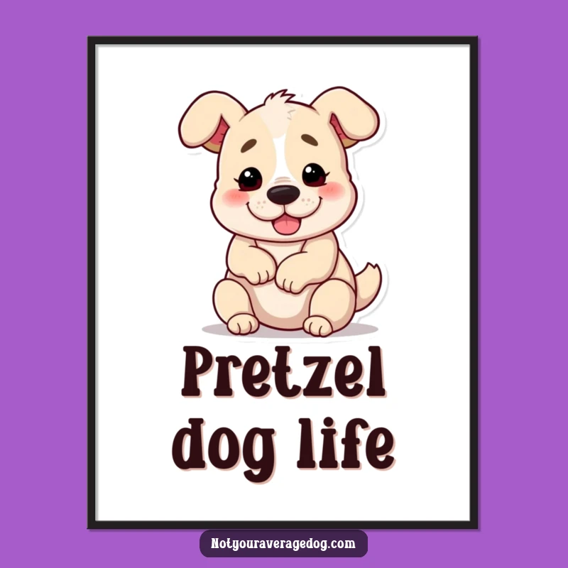 Funny Pretzel Dog Digital Print: Instant Canine Art for Your Space