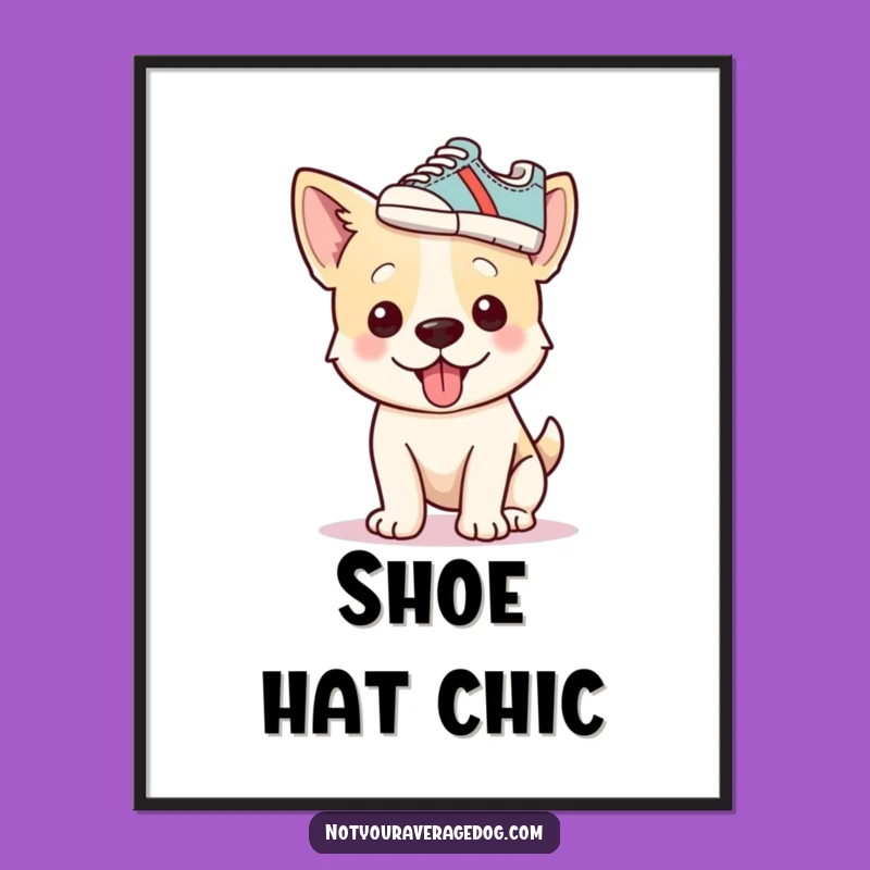 Funny Dog Shoe Hat Digital Print: Instant Canine Comedy for Your Walls