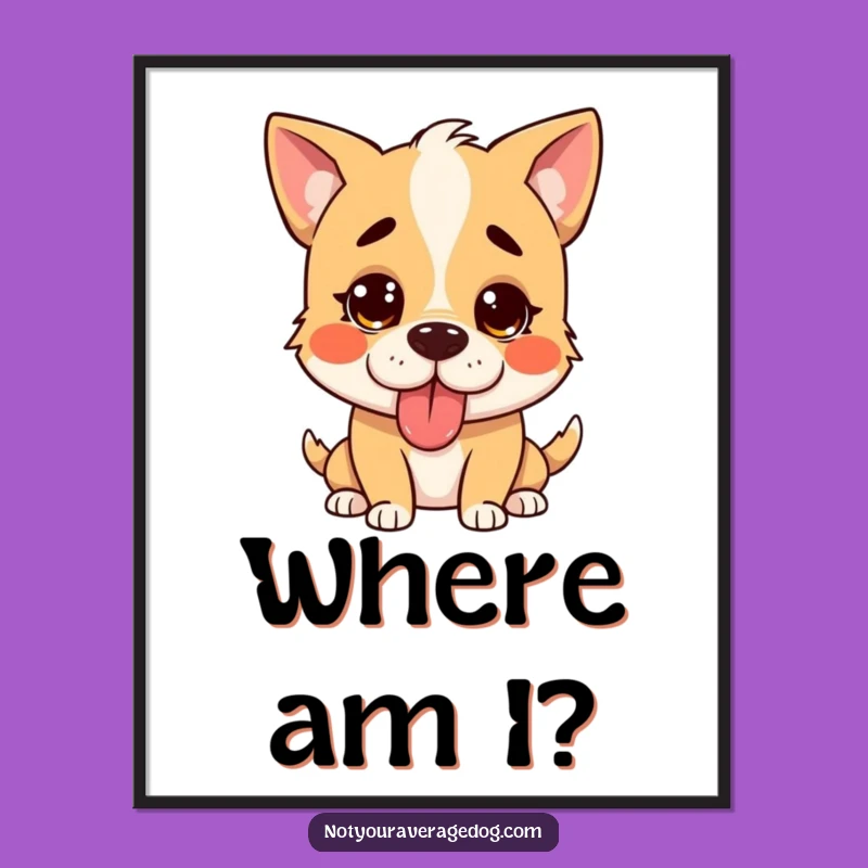 Funny Confused Dog Digital Art: Instant Laughter & Silly Tongue Out, Gift