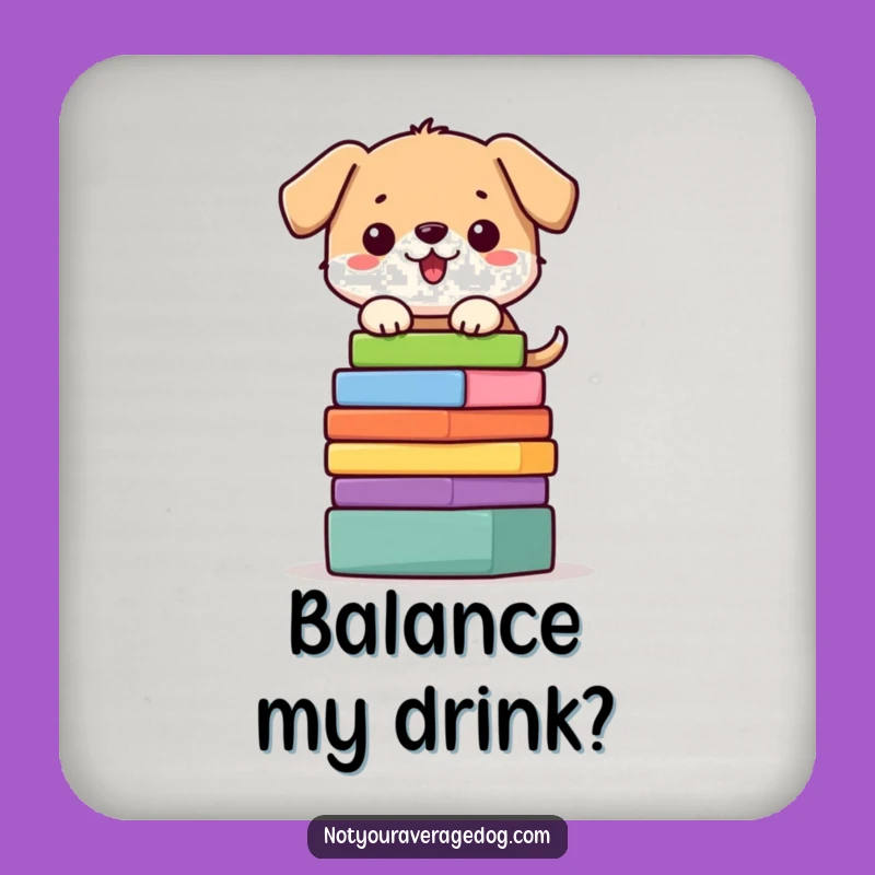 Funny Dog Block Tower Coaster Set - Balancing Act Decor, Small Fun Gift