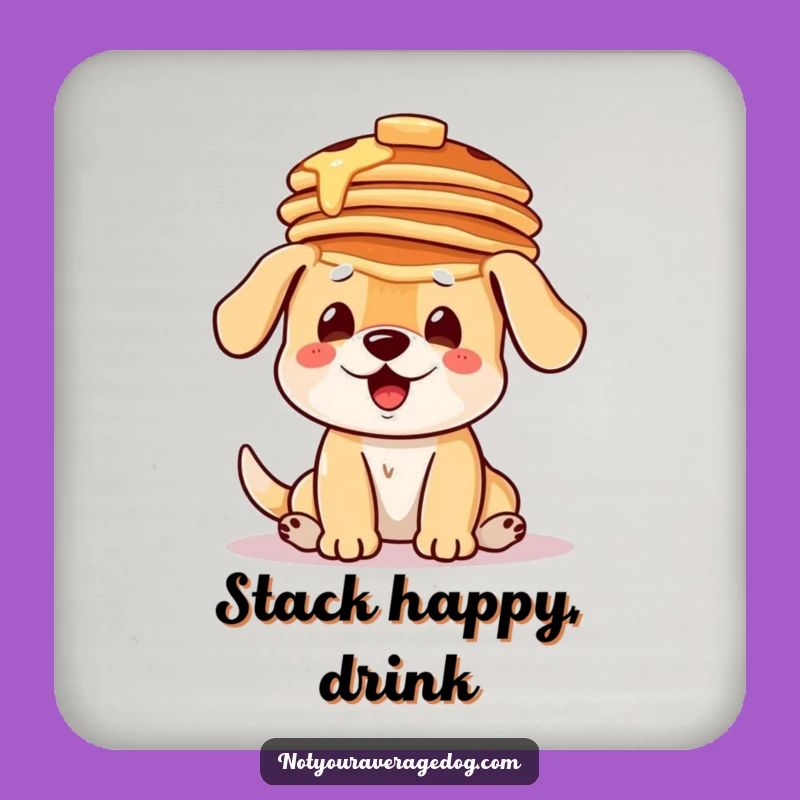 Funny Balancing Dog Pancakes Coasters (Set of 4) - Protect Tables with Brunch Fun