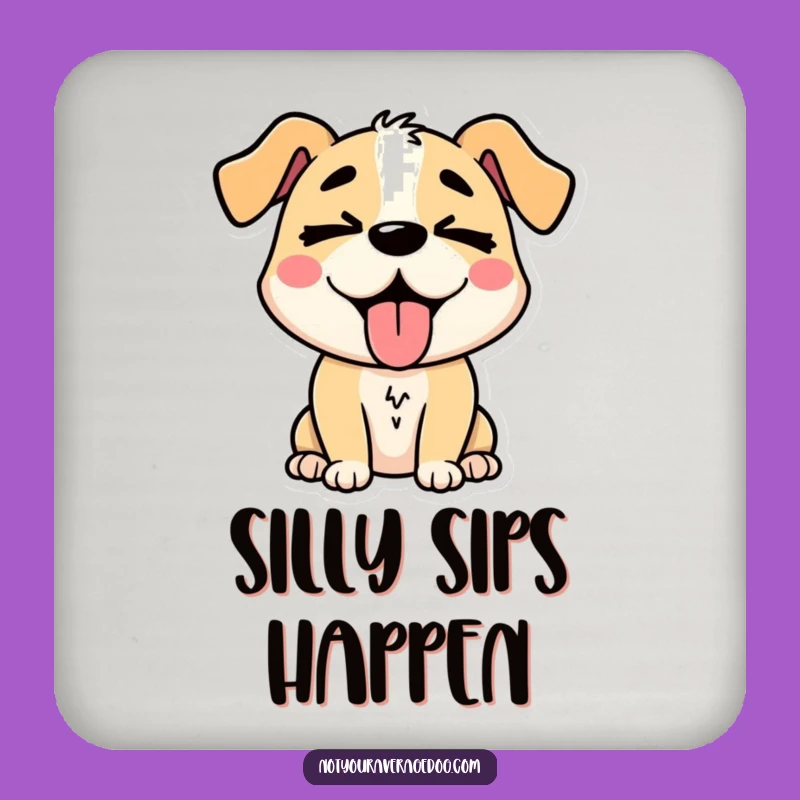 Funny Silly Dog Tongue Out Drink Coaster: Protect Surfaces with a Smile