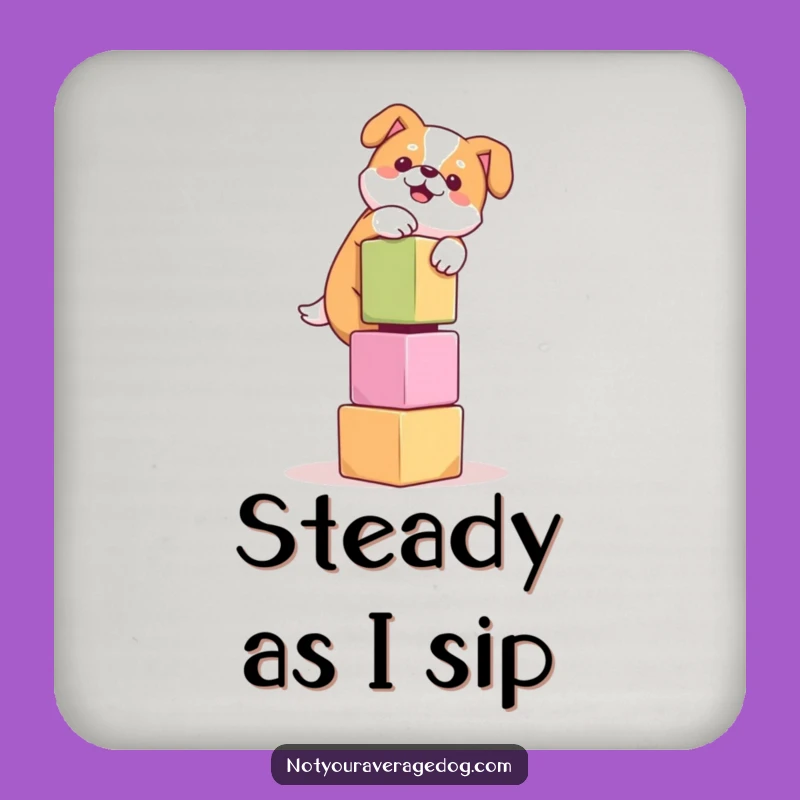 Funny Dog Balancing Cubes Coaster Set: Protect Surfaces with Humor