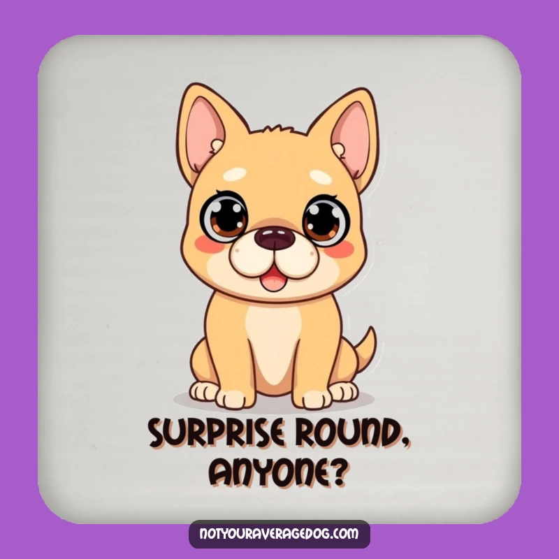 Funny Surprised Dog Coaster: Wide-Eyed Protection, Great Gift