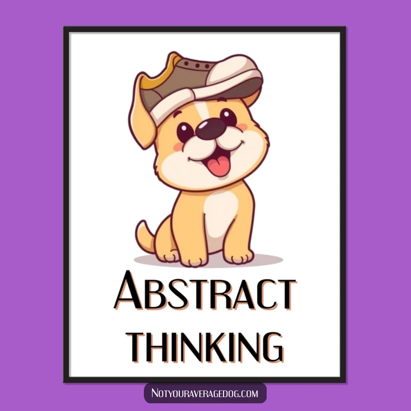 Funny Dog Poster: Determined Pup Wears Shoe as Hat, Whimsical Funny Gift