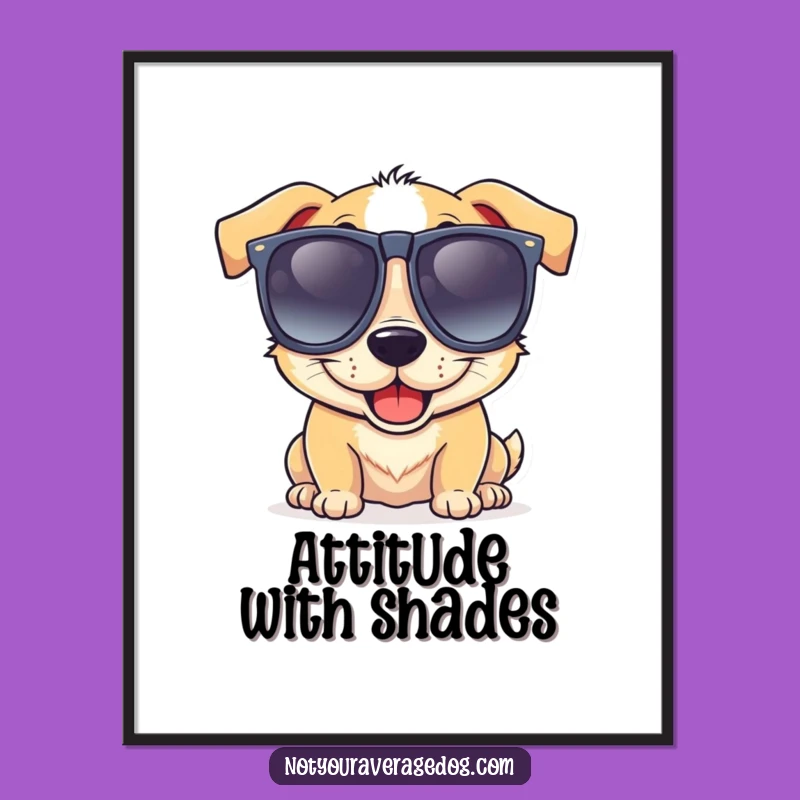 Funny Goofy Dog Sunglasses Poster - Quirky Wall Art