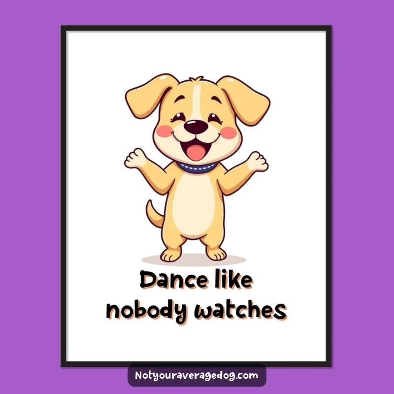Funny Dog Dancing Poster: Hilarious Floppy Ear Moves Wall Art for Party Lovers