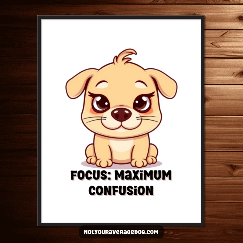 Funny crossed eyes dog poster, a silly dog making an exaggerated funny face with its eyes crossed.