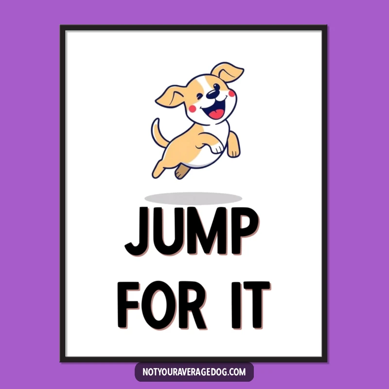 Funny Dog Jump Poster: Dynamic Wall Art for Dog Enthusiasts