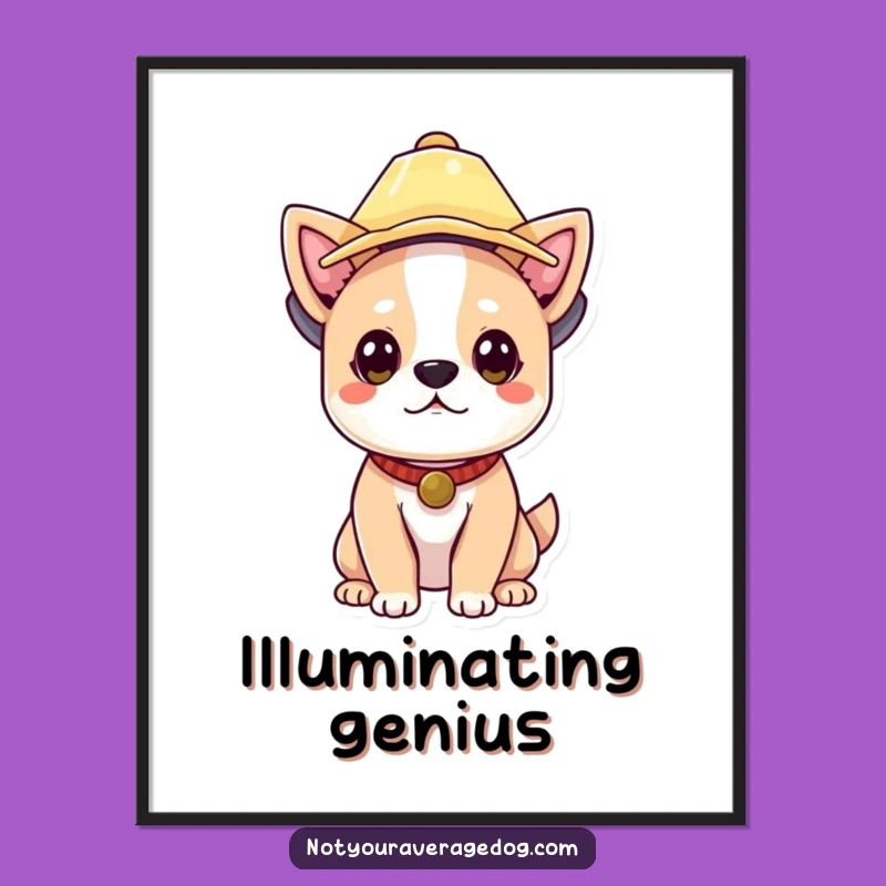 Funny Dog Lampshade Hat Poster - Whimsical Wall Art for Amusing Home Decor