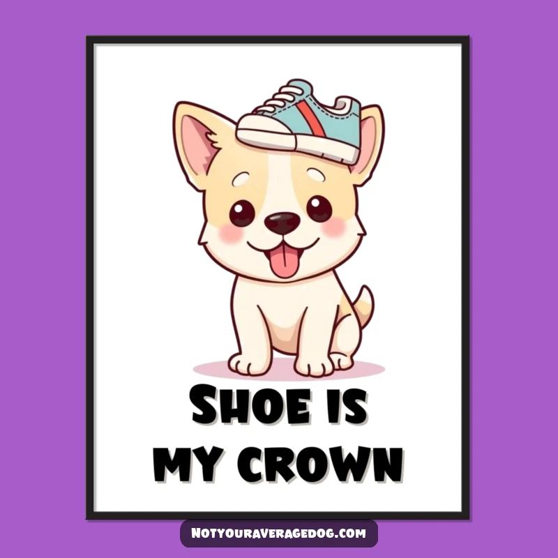 Funny Dog Shoe Hat Poster: Quirky Canine Art for Your Walls