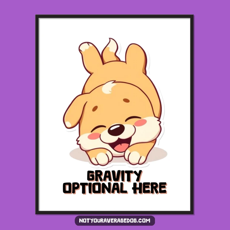 Joyful Dog Tumble Poster: Funny Wall Art, a Hilarious Gift of Enthusiasm