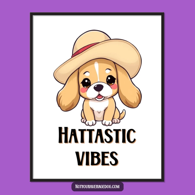 Funny Dog in Hat Poster: Adorable Wall Art for Dog Lovers