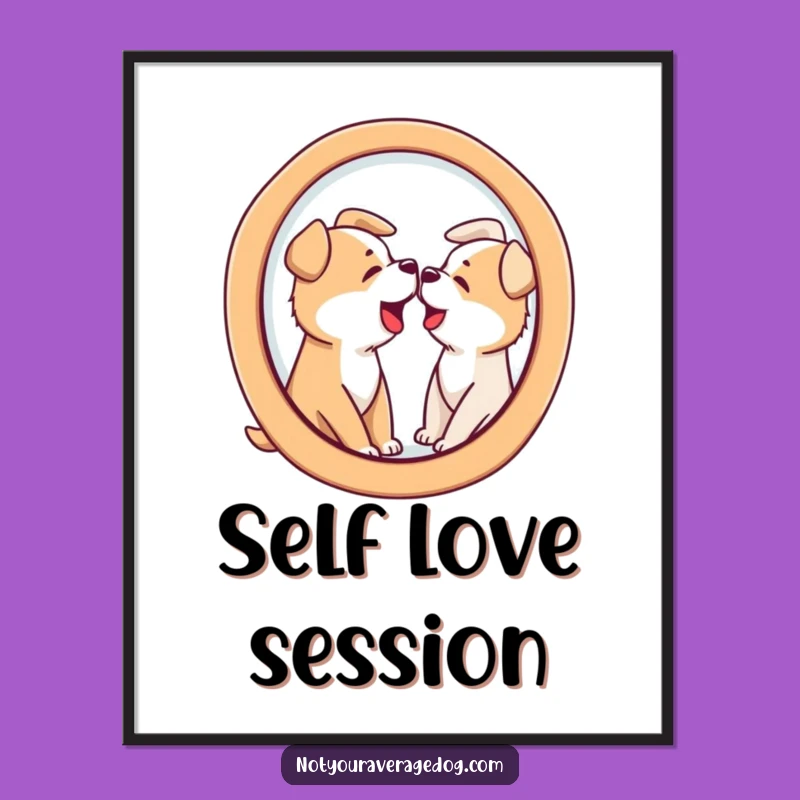 Funny Dog Barking Reflection Poster - Hilarious Wall Art of Pet Confusion