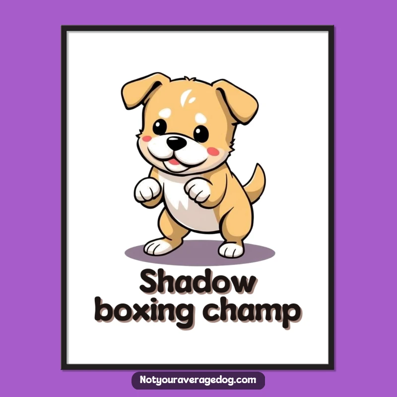 Funny Dog Shadow Pounce Poster: Energetic Wall Art for Dog Lovers